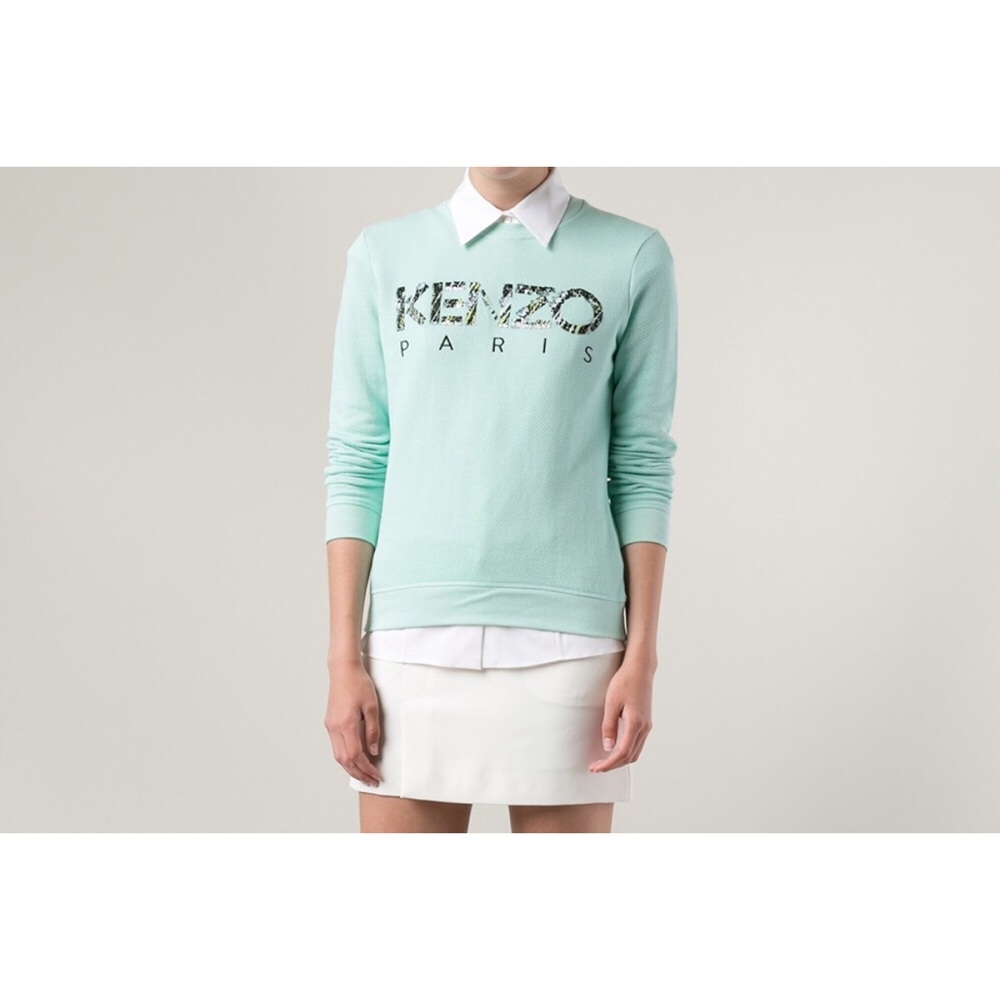 Kenzo Paris Roseau Mint Green Sequin Sweatshirt